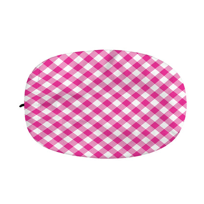 Magenta Pink And White Gingham Print Car Side Mirror Covers
