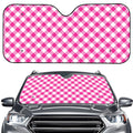 Magenta Pink And White Gingham Print Car Windshield Sun Shade