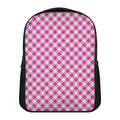 Magenta Pink And White Gingham Print Casual Backpack