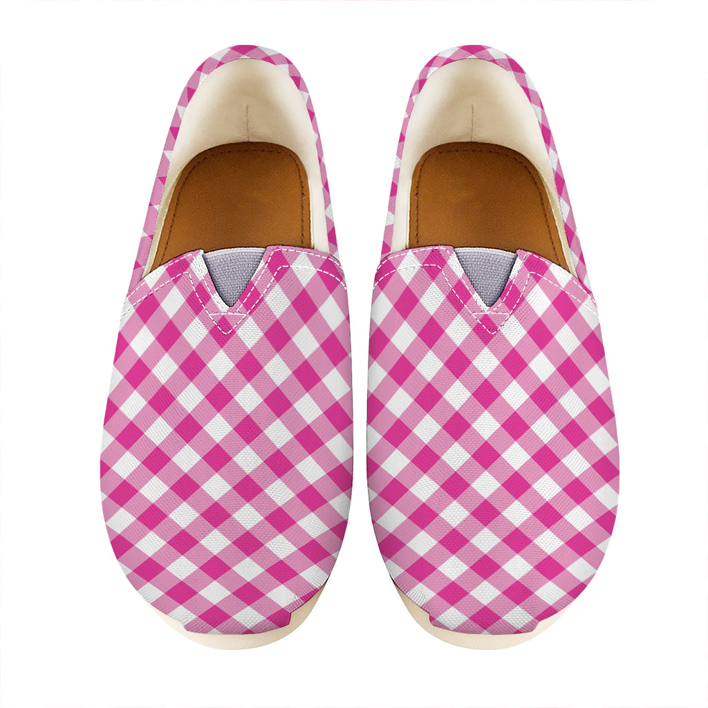 Magenta Pink And White Gingham Print Casual Shoes