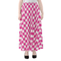 Magenta Pink And White Gingham Print Chiffon Maxi Skirt