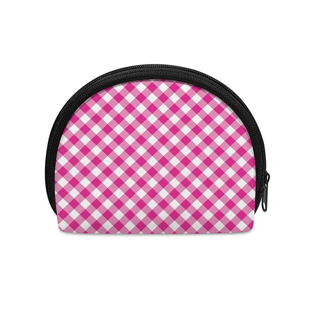 Magenta Pink And White Gingham Print Coin Purse