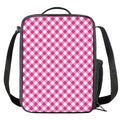Magenta Pink And White Gingham Print Crossbody Lunch Bag