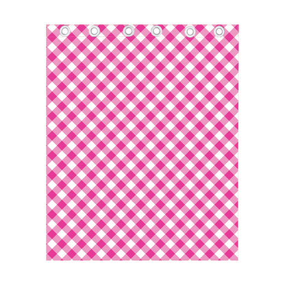 Magenta Pink And White Gingham Print Curtain