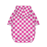 Magenta Pink And White Gingham Print Dog Zip Up Hoodie