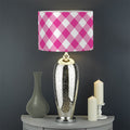 Magenta Pink And White Gingham Print Drum Lamp Shade
