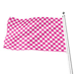 Magenta Pink And White Gingham Print Flag