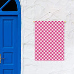 Magenta Pink And White Gingham Print Garden Flag