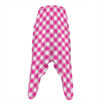 Magenta Pink And White Gingham Print Hammer Pants