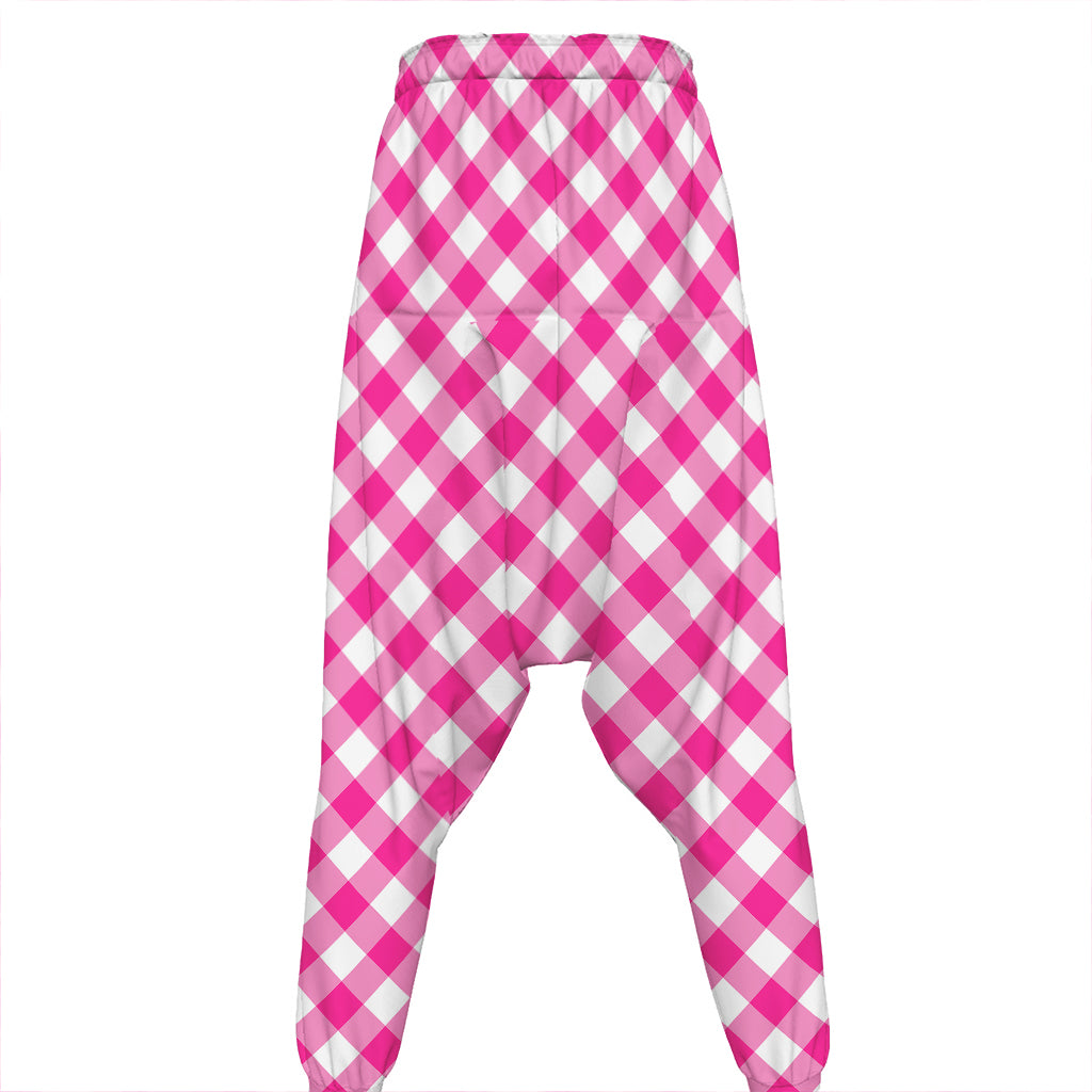 Magenta Pink And White Gingham Print Hammer Pants