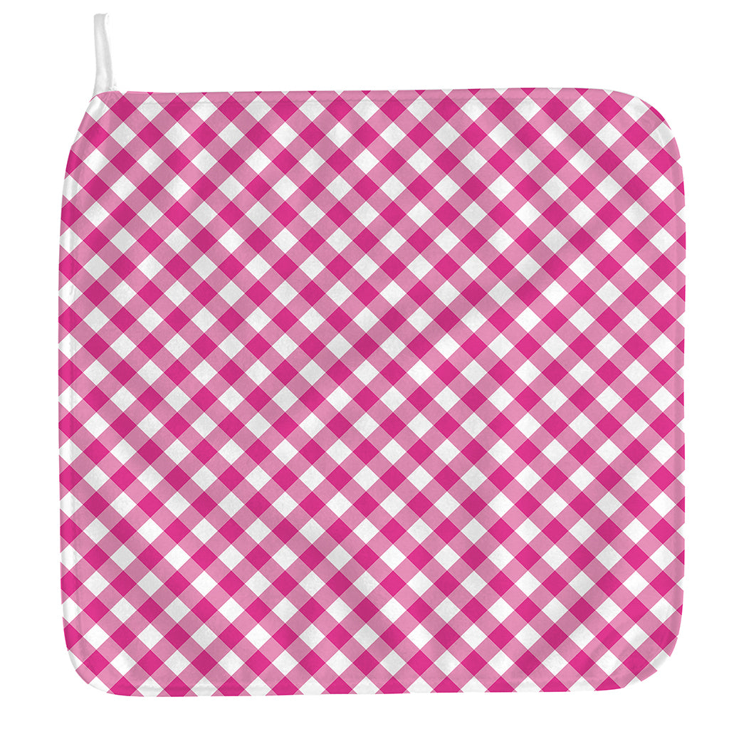 Magenta Pink And White Gingham Print Hand Towel