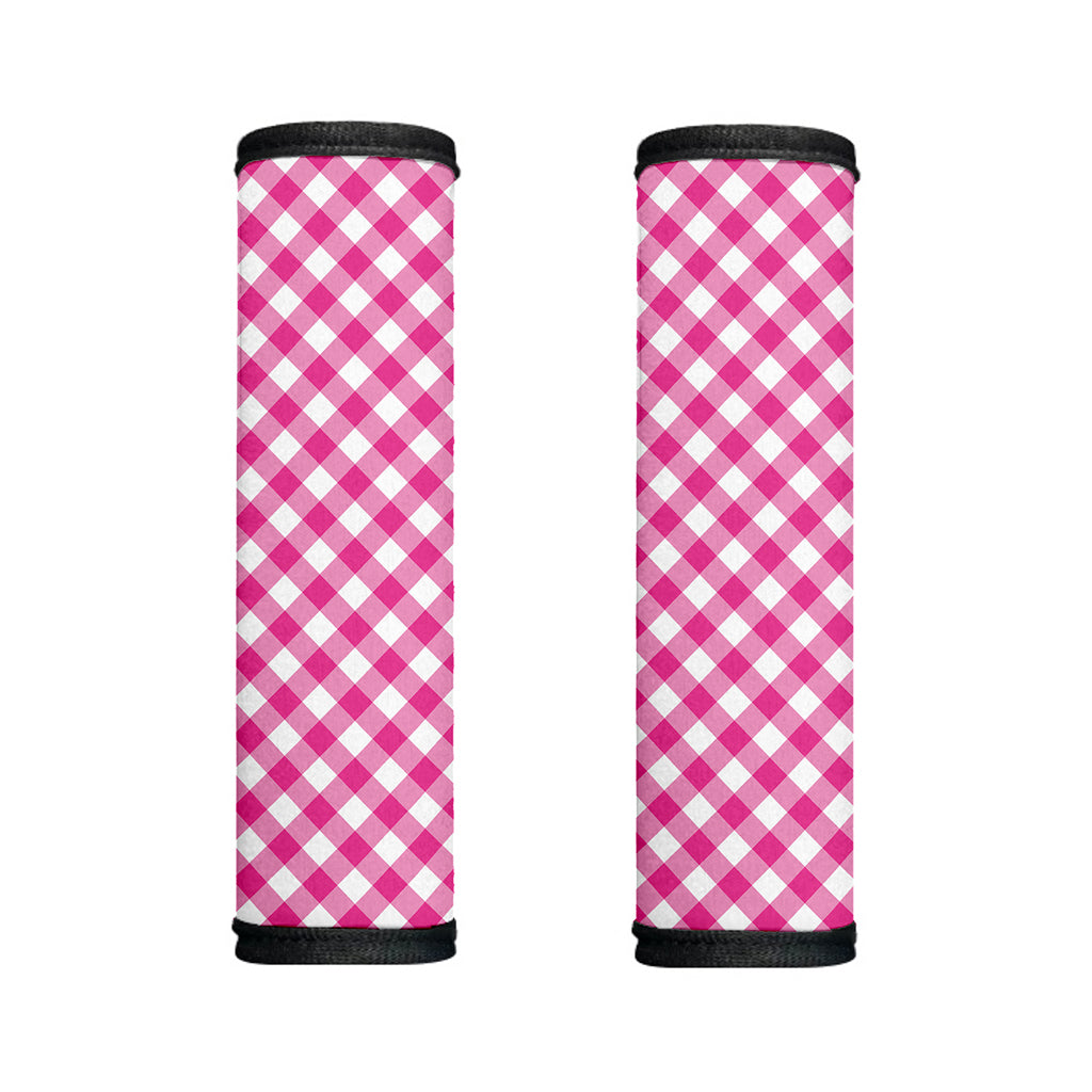Magenta Pink And White Gingham Print Handle Covers