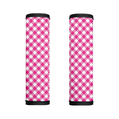 Magenta Pink And White Gingham Print Handle Covers