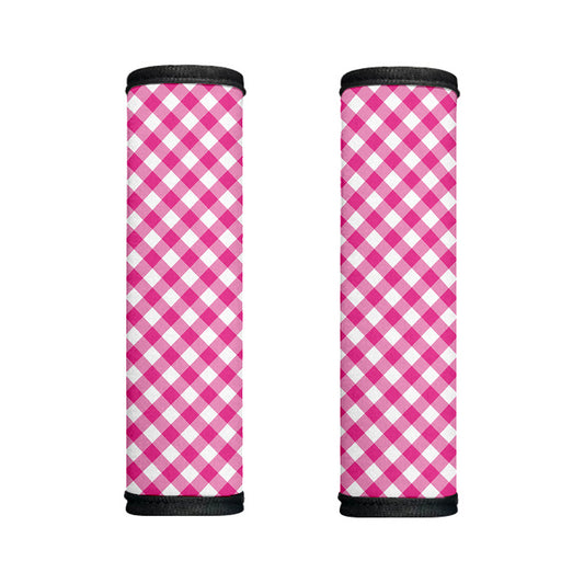 Magenta Pink And White Gingham Print Handle Covers