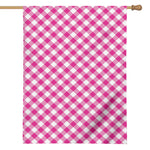 Magenta Pink And White Gingham Print House Flag