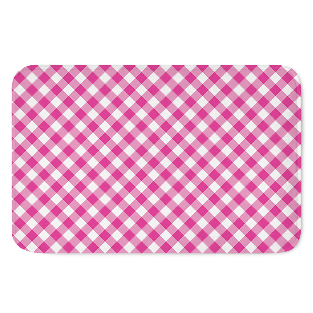 Magenta Pink And White Gingham Print Indoor Door Mat