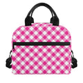 Magenta Pink And White Gingham Print Insulated Lunch Bag