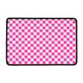 Magenta Pink And White Gingham Print Kitchen Mat