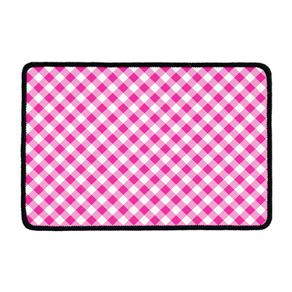 Magenta Pink And White Gingham Print Kitchen Mat
