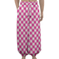 Magenta Pink And White Gingham Print Lantern Pants