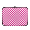Magenta Pink And White Gingham Print Laptop Sleeve