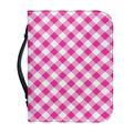 Magenta Pink And White Gingham Print Leather Bible Cover
