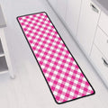 Magenta Pink And White Gingham Print Long Kitchen Mat