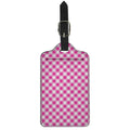 Magenta Pink And White Gingham Print Luggage Tag
