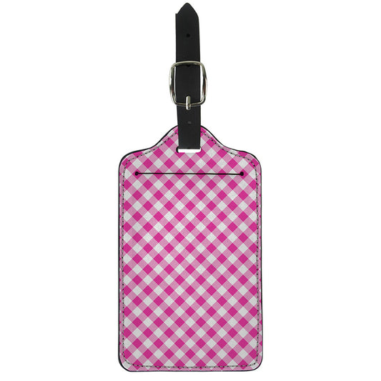 Magenta Pink And White Gingham Print Luggage Tag