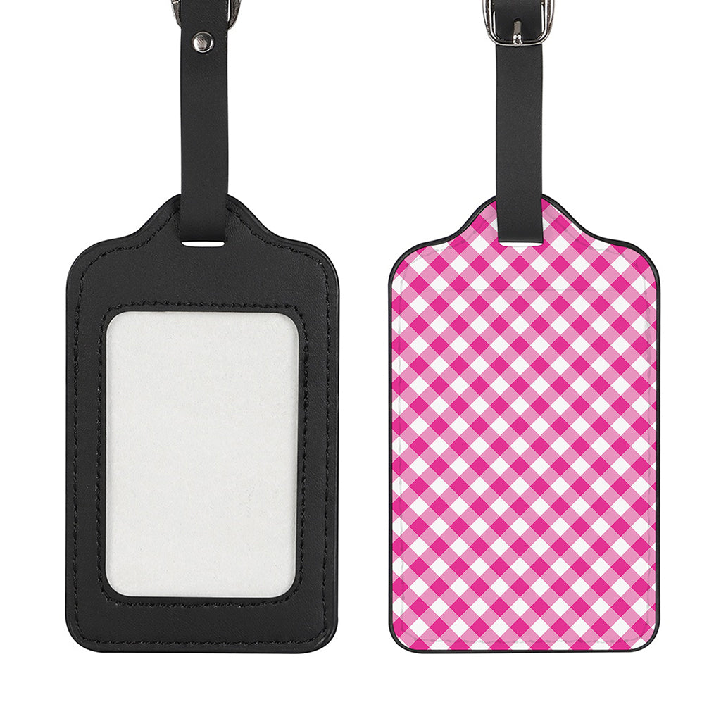 Magenta Pink And White Gingham Print Luggage Tag