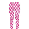 Magenta Pink And White Gingham Print Men's Leggings