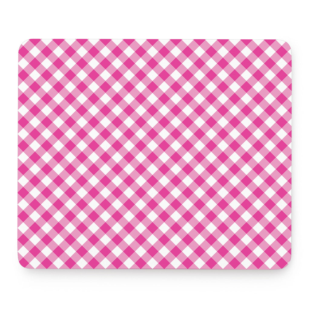 Magenta Pink And White Gingham Print Mouse Pad