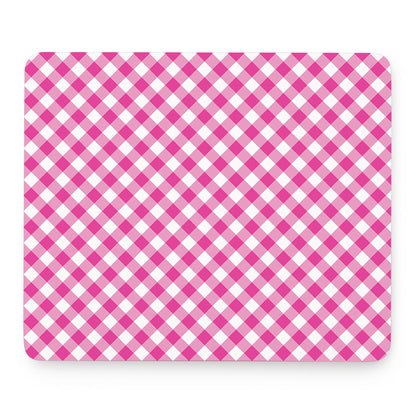Magenta Pink And White Gingham Print Mouse Pad