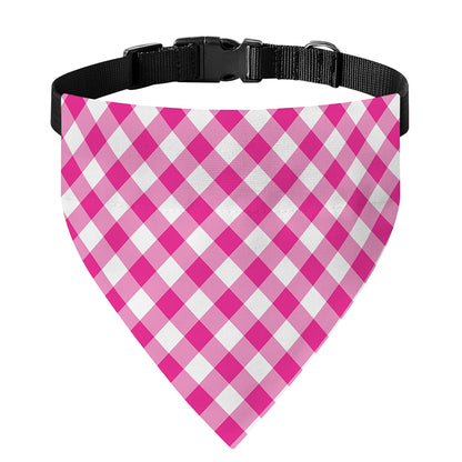 Magenta Pink And White Gingham Print Over The Collar Dog Bandana