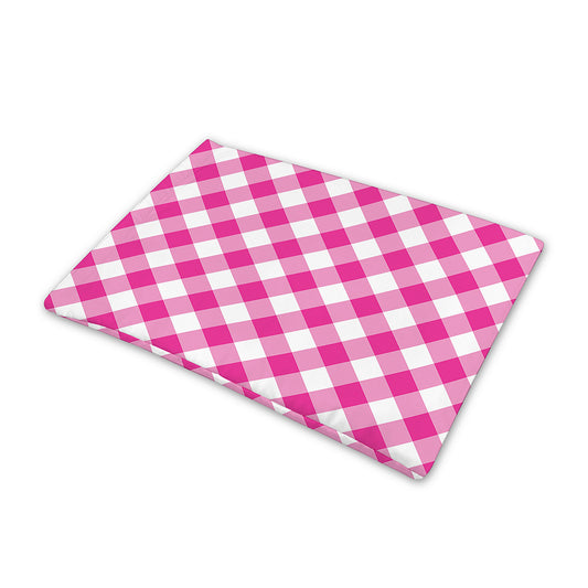 Magenta Pink And White Gingham Print Pet Cooling Mat Cover