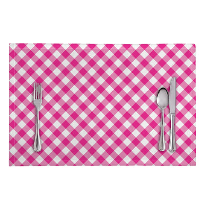 Magenta Pink And White Gingham Print Placemat