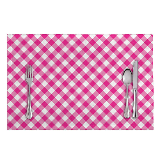 Magenta Pink And White Gingham Print Placemat