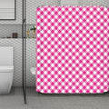Magenta Pink And White Gingham Print Polyester Shower Curtain