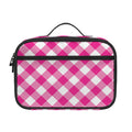 Magenta Pink And White Gingham Print Portable Lunch Bag