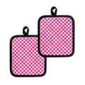 Magenta Pink And White Gingham Print Pot Holders