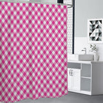 Magenta Pink And White Gingham Print Premium Shower Curtain