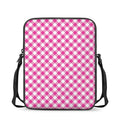 Magenta Pink And White Gingham Print Rectangular Crossbody Bag