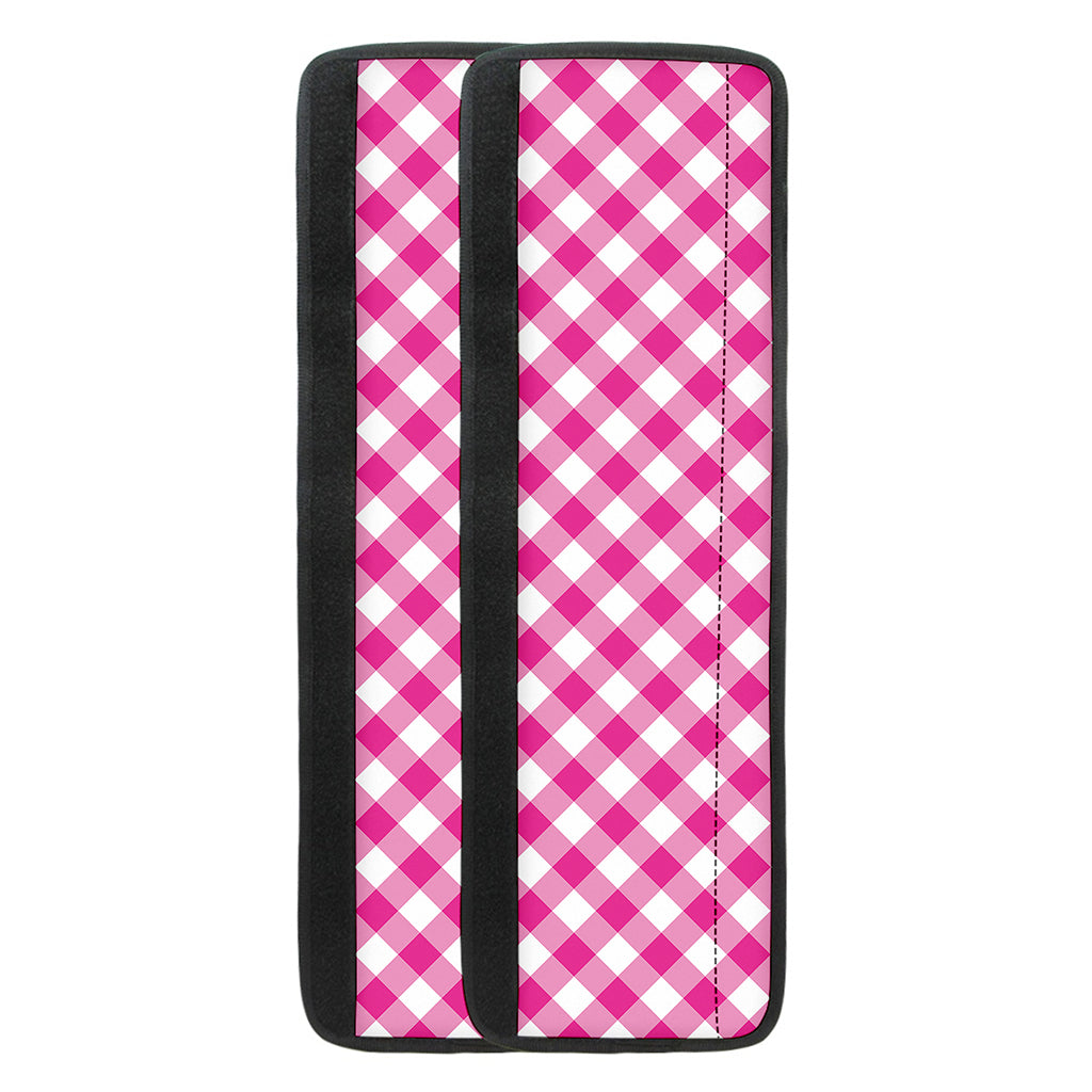 Magenta Pink And White Gingham Print Refrigerator Handle Covers