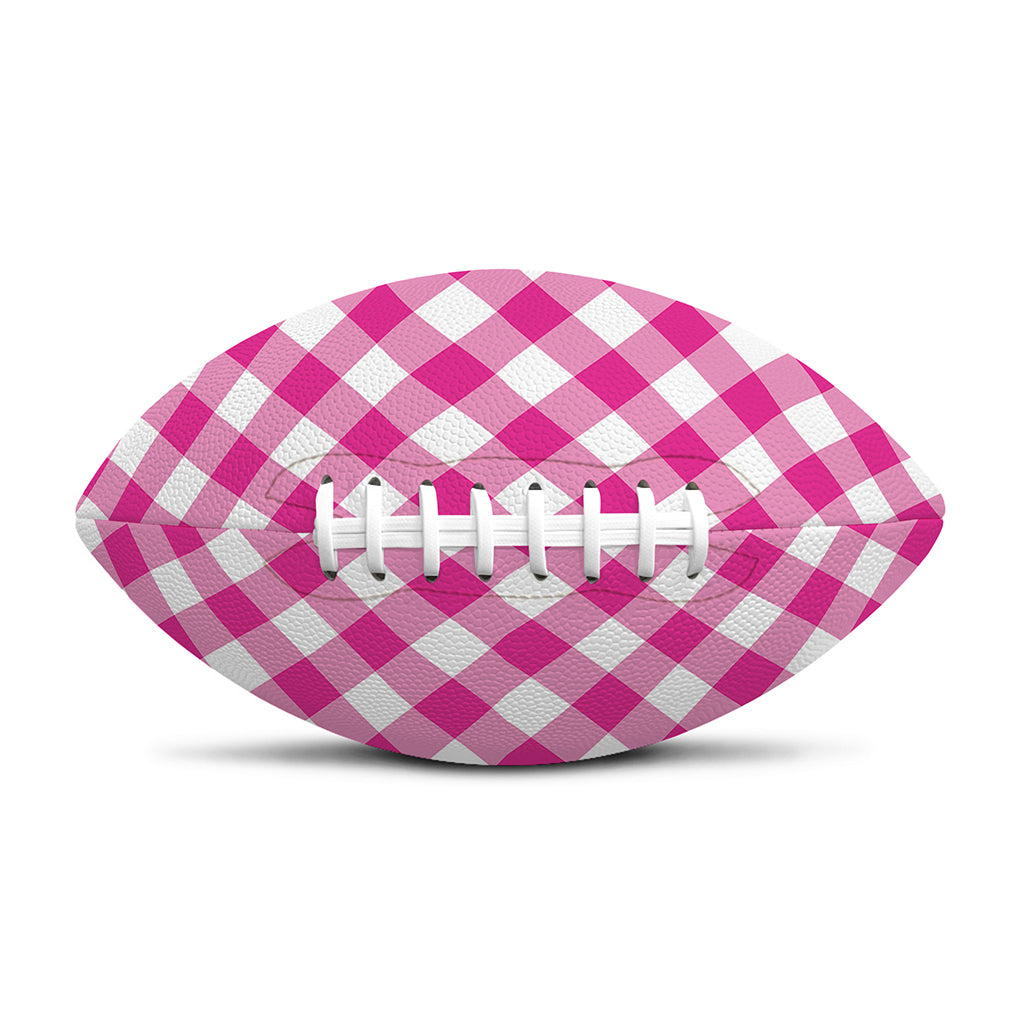 Magenta Pink And White Gingham Print Rugby Ball