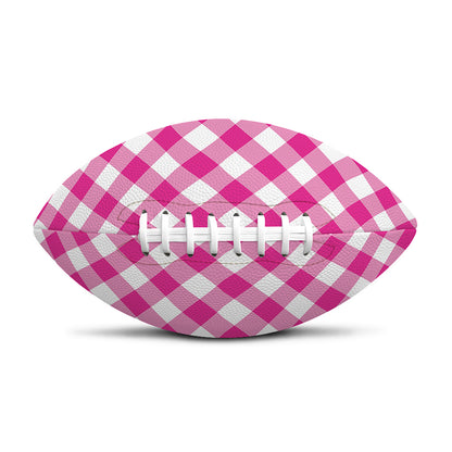 Magenta Pink And White Gingham Print Rugby Ball