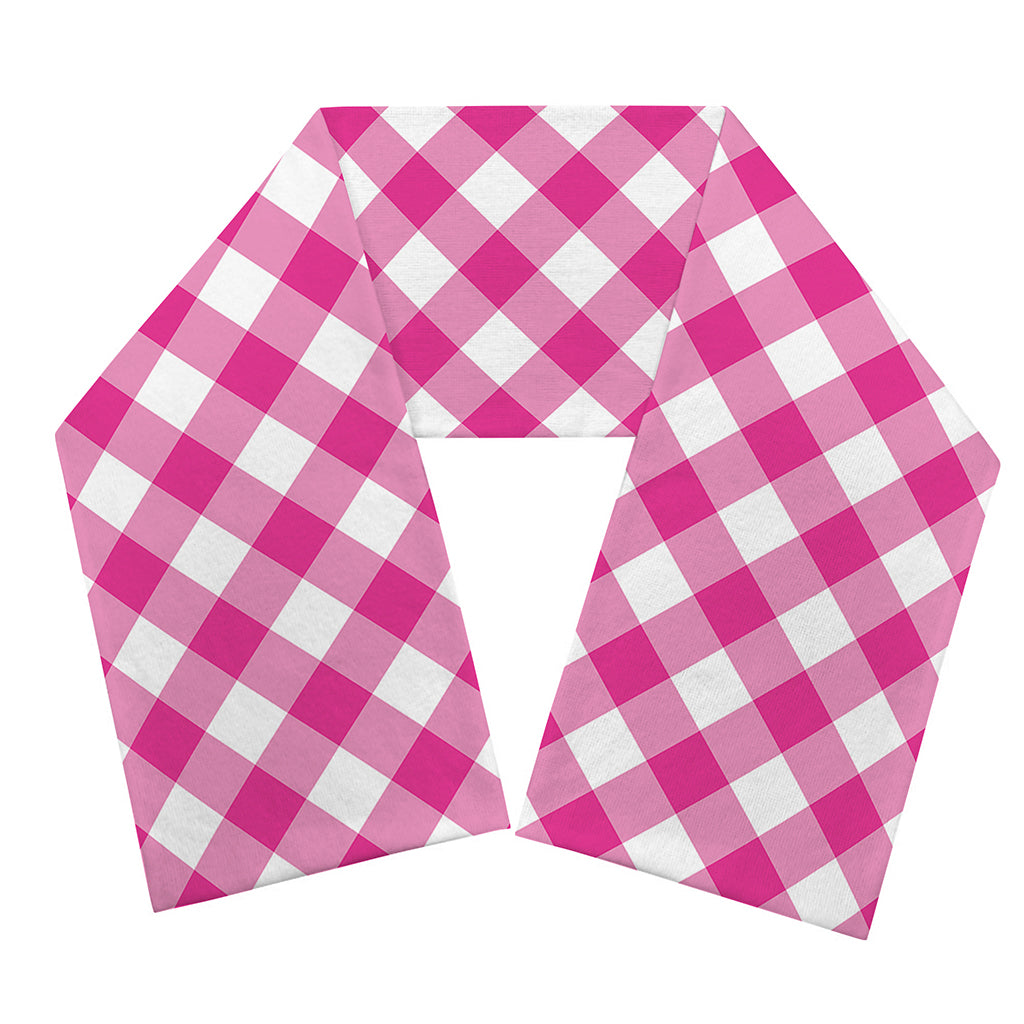 Magenta Pink And White Gingham Print Scarf