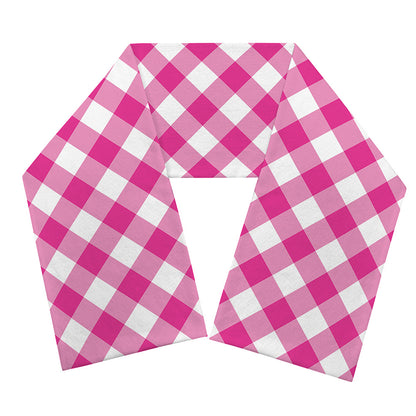 Magenta Pink And White Gingham Print Scarf
