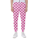 Magenta Pink And White Gingham Print Scuba Joggers
