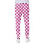 Magenta Pink And White Gingham Print Scuba Joggers