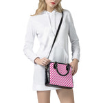 Magenta Pink And White Gingham Print Shoulder Handbag